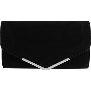 Luxury Black Velvet Women's Clutch Purse with Magnetic Closure - Chic Design